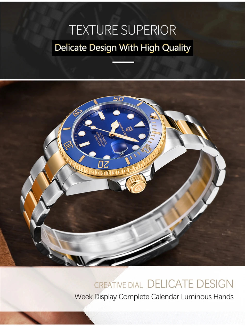 PAGANI DESIGN New Men Mechanical Wristwatch Luxury Ceramic Bezel Automatic Watches 300m waterproof Sapphire Glass Watch for Men