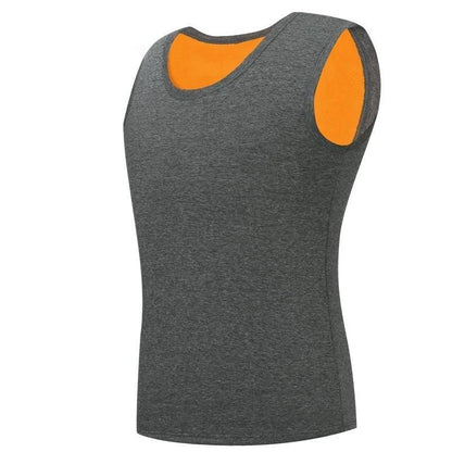 Men's Autumn Winter Fleece Tank Top: Warm Sleeveless Undershirt for Fitness - Thicken Plain T-Shirt Work Wear, High Quality Cotton, Available in 6 Colors