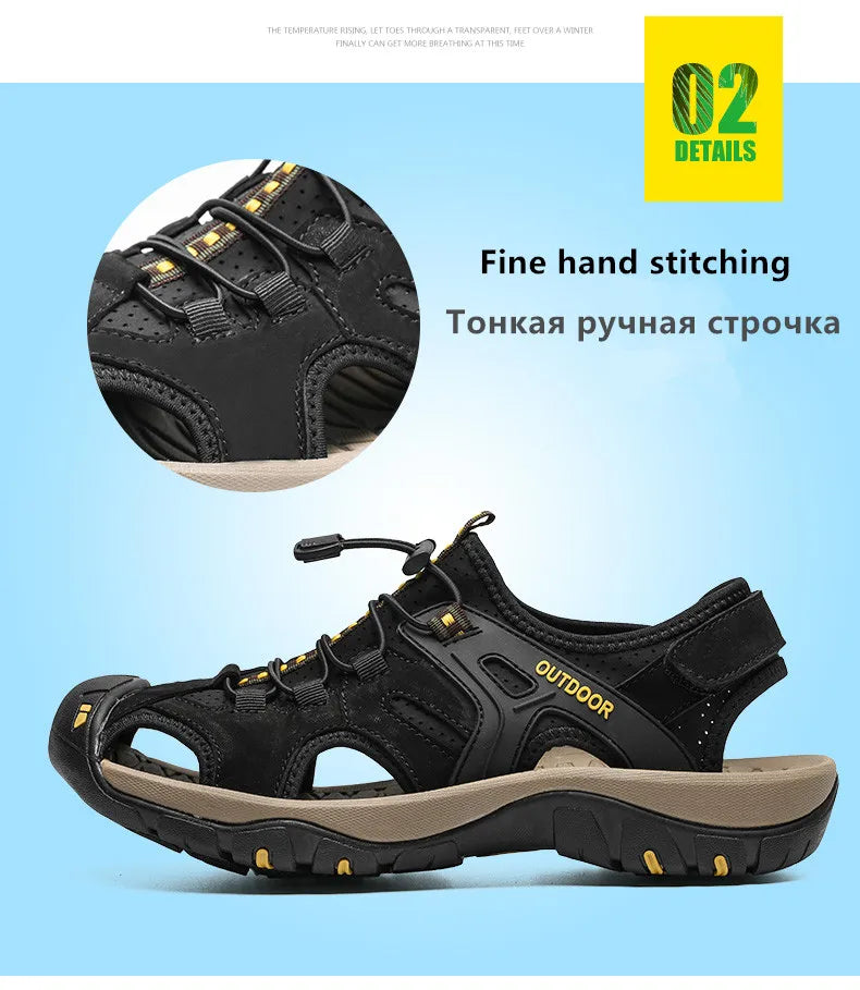 Hot Sale Summer Men's Sandals Outdoor Non-slip Men's Beach Sandals Handmade Genuine Leather Men's Shoes Fashion Men Sneakers