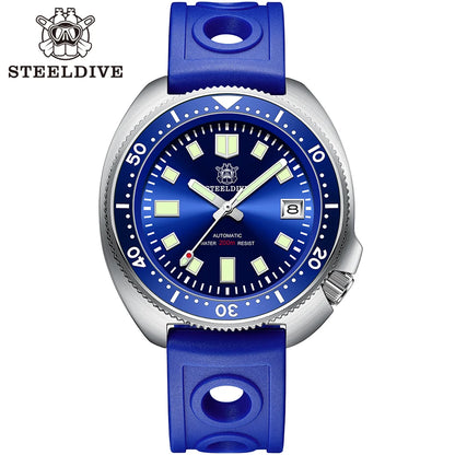 Steeldive SD1970 White Date Background 200M Wateproof AR Coating Sapphire Glass NH35 6105 Turtle Automatic Dive Diver Watch