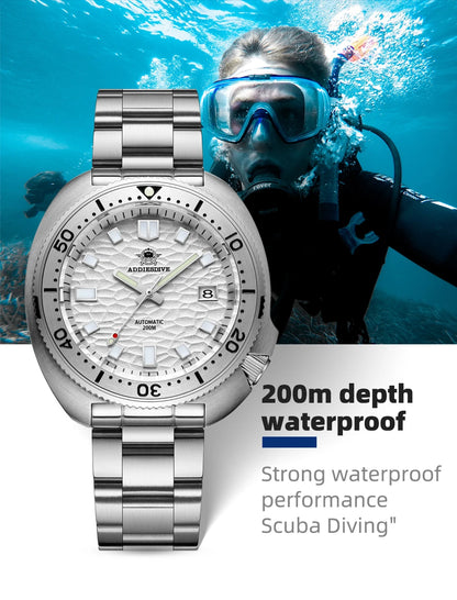 ADDIESDIVE Automatic Mechanical Watch Man Silver Premium Business Casual Waterproof Watch NH35A 316L Stainless Steel Men's Watch