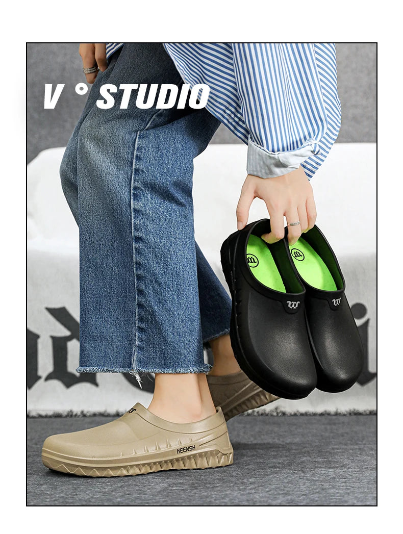 High Quality New Oil-proof Chef Shoes Men's Anti-slip Casual Sandals Mens Slip-on EVA Waterproof Shoes for Men Outdoor Work Shoe