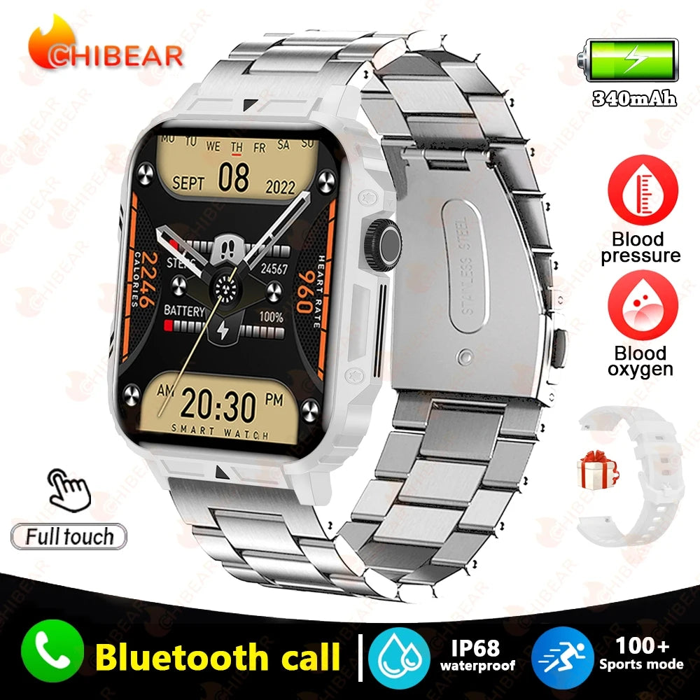 New Outdoor Sports Smart Watch Men 1.95 inch Heart Rate Blood Oxygen Waterproof BT Call Smartwatch Men's Gift For Android IOS