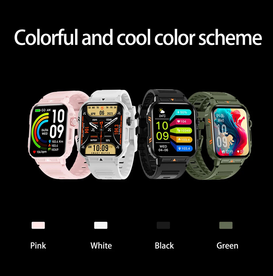 Smartwatch 1.95'' IPS Screen Health Monitoring 340 Big Battery IP68 Waterproof Sport Fitness Android IOS for Men