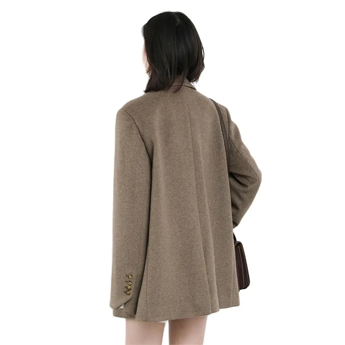 Women's Thick Warm Wool Blend Mid-Long Blazer: Solid Color, Available in 2 Colors