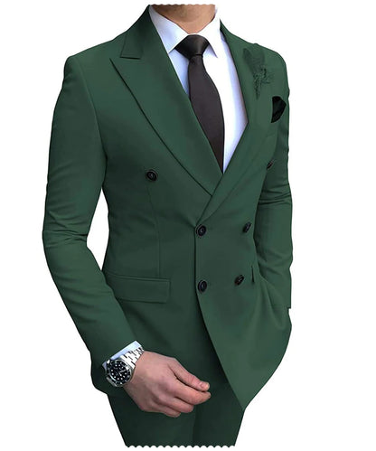 Men's Slim Fit 2 Pieces Double-Breasted Notch Lapel Suit (Blazer+Pants) - Collection 1 (7 Colors)