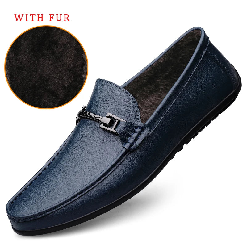 Genuine Leather Loafers Men Design Moccasin Fashion Slip On Soft Flat Casual Men Shoes Adult Male Footwear Handmade Boat Shoes