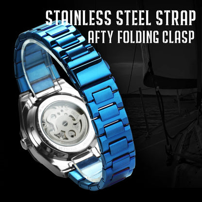 Forsining Casual Automatic Mechanical Watch for Men Luminous Hands Stainless Steel Strap Fashion Luxury Skeleton Mens Watches