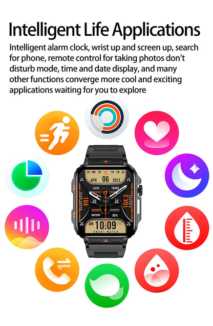 Smartwatch 1.95'' IPS Screen Health Monitoring 340 Big Battery IP68 Waterproof Sport Fitness Android IOS for Men