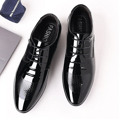 Luxury Business Oxford Leather Shoes Men Breathable Patent Leather Formal Shoes Plus Size Man Office Wedding Flats Male Black