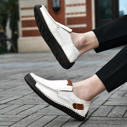 New Handmade Leather Men Shoes Casual Comfortable Men Slip On Leather Loafers Men Flats Hot Sale Moccasins Tooling Shoes Man