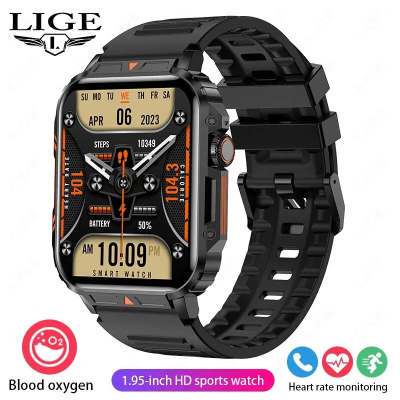 Smartwatch 1.95'' IPS Screen Health Monitoring 340 Big Battery IP68 Waterproof Sport Fitness Android IOS for Men