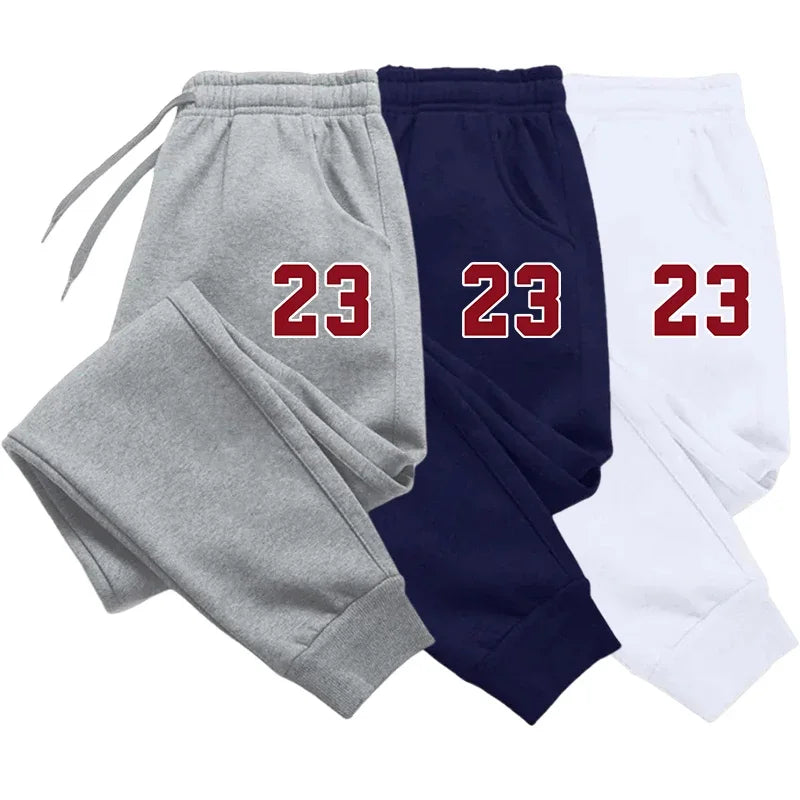 Men's Luxury Print Fleece Sweatpants: Warm Jogging Pants, Straight Trousers for Outdoor Wear, Available in Multiple Packs - New Autumn Winter Collection - 4 Colors