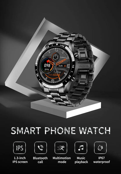 Smart Watch for Men: Full Circle Touch Screen, Bluetooth Call, Waterproof Sport Activity Fitness Tracker + Box