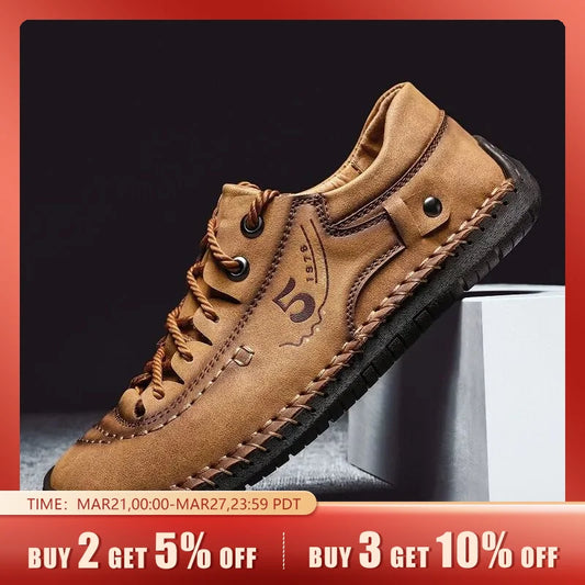 New Men's Leather Casual Shoes: Outdoor Comfort, High Quality, Fashionable Soft Homme Classic Ankle Non-Slip Flats Moccasin Trend - Available in 3 Colors