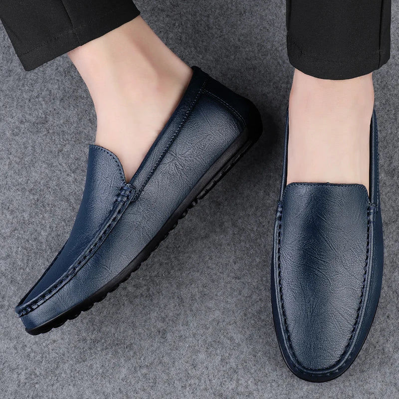 Genuine Leather Loafers Men Design Moccasin Fashion Slip On Soft Flat Casual Men Shoes Adult Male Footwear Handmade Boat Shoes