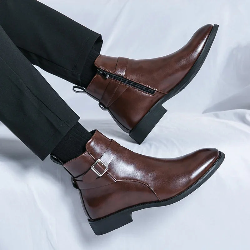 Luxury brand leather shoes men's boots formal leather oxford shoes dress boots chelsea business ankle boots men 38-47