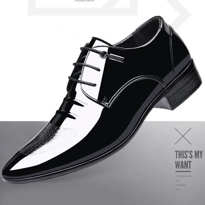 Luxury Business Oxford Leather Shoes Men Breathable Patent Leather Formal Shoes Plus Size Man Office Wedding Flats Male Black