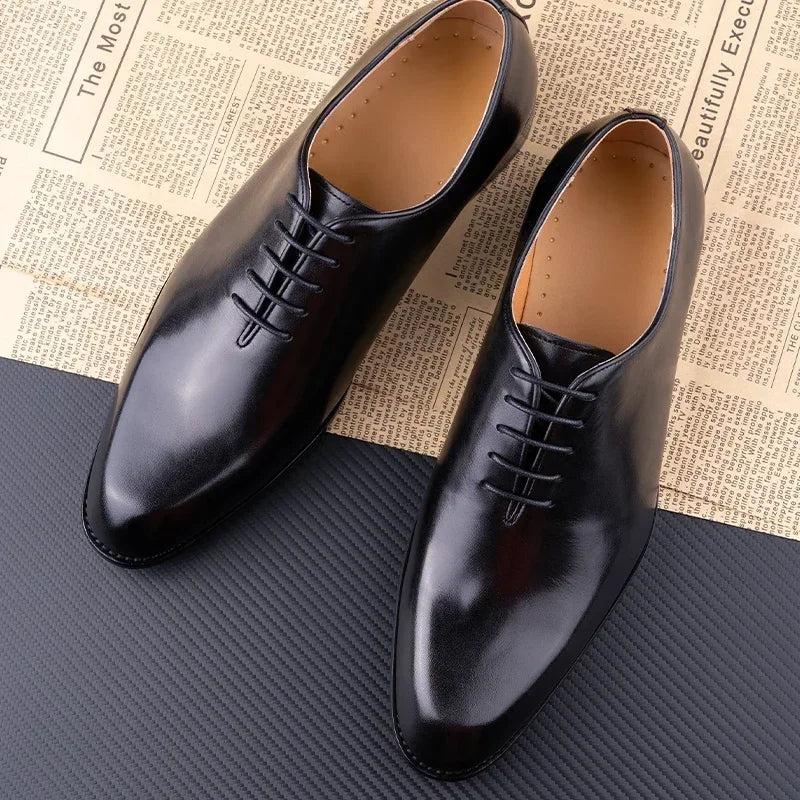 New Men's Leather Shoes Handmade High Quality Casual Oxford Business Work Shoes Black Coffee Lace-up Comfortable Man Shoe