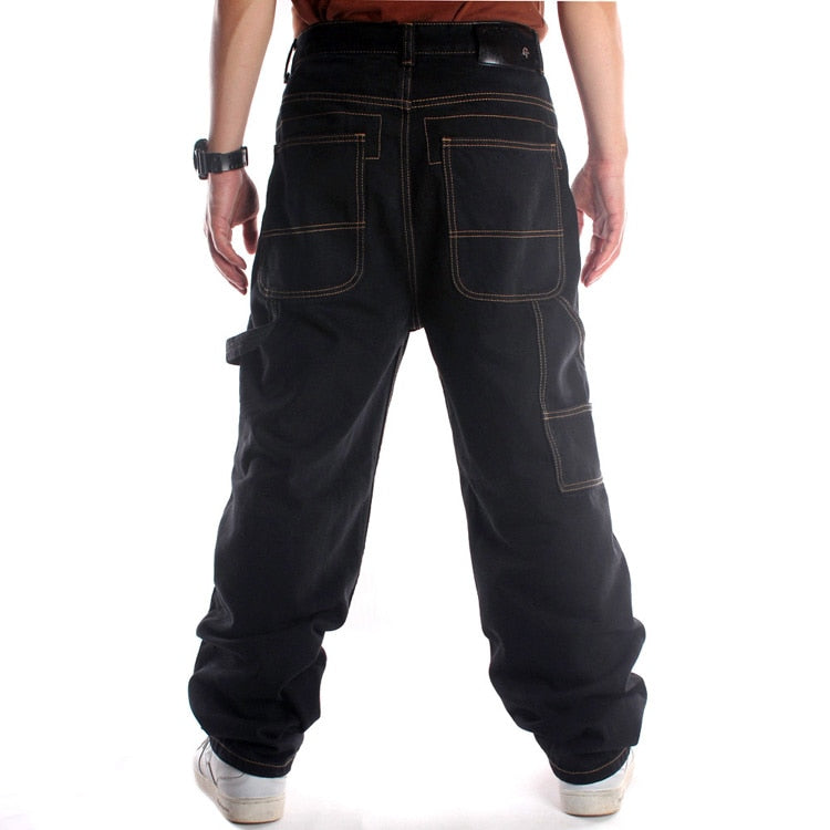 Men's Baggy Fashion Embroidery Black Loose Wide Legs Board Denim Pants - Collection 1 (8 Styles)