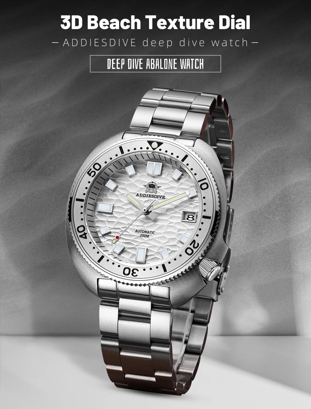 ADDIESDIVE Automatic Mechanical Watch Man Silver Premium Business Casual Waterproof Watch NH35A 316L Stainless Steel Men's Watch