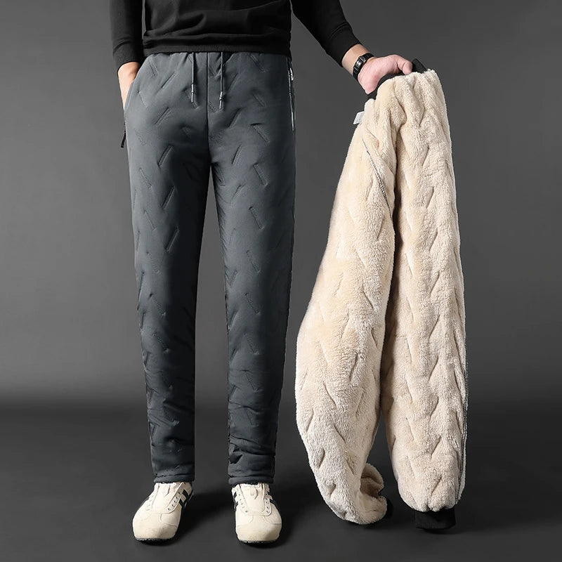 Winter Sweatwear Men: Plush Thick Fleece Sweatpants, Lambswool Thermal Windproof Casual Pants - 5 Colors