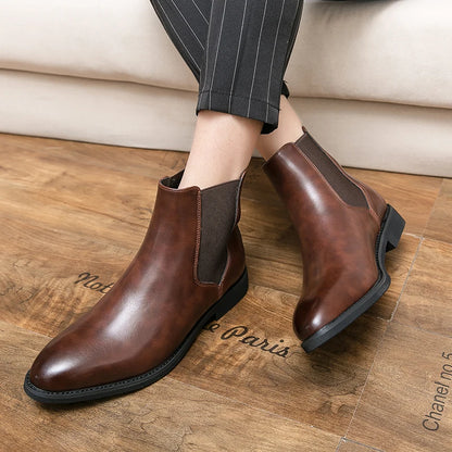 2024 Brand Leather Men Chelsea Boots Designer Italy Dress Boots Men Fashion Casual Warm Plush Business Ankle Boots Big Size 48