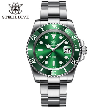 STEELDIVE SD1953 Black Dial Green Ceramic Bezel NH35 Automatic Watch 300M Waterproof Sapphire Glass Men Dive Watches