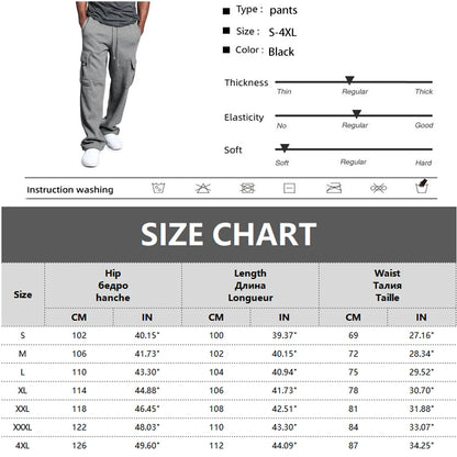 Men's Sweatpants: Straight Fit Joggers, Loose Oversized Drawstring, Multi-pocket Sports Pants - 4 Colors