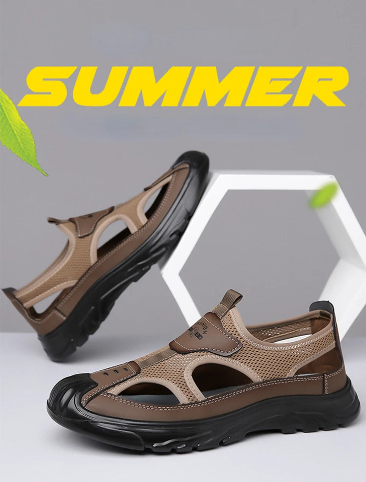 Hollow Men's Sandals Lightweight Sports Male Casual Shoes Outdoor Non-slip Mens Beach Shoes Breathable Mesh Shoes Erkek Ayakkabı