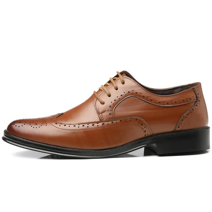 Oxford Shoes Genuine Calfskin Leather Brogue Dress Shoes Classic Business Formal Shoes Man Handcrafted Mens