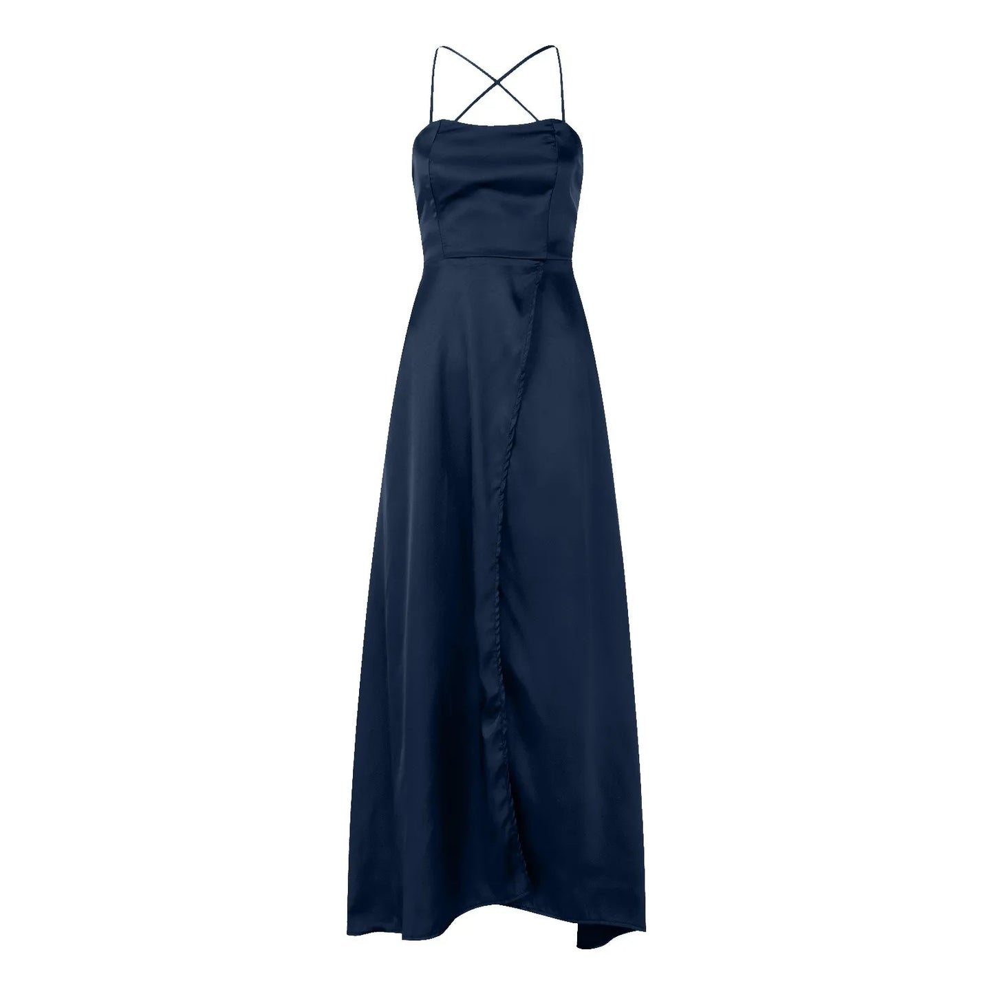 Elegant Navy Blue Maxi Dress: High-Split Sleeveless Party Dress with Lace-Up Backless Design and High Waist - Available in 16 Colors