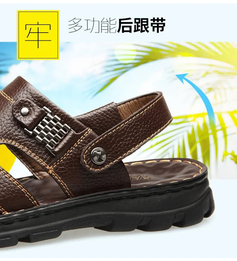 Men's Sandals 2023 Summer New Non-slip Genuine Leather Sandals Soft Slippers Zapatos Flat For Mens Casual Shoes Sandalias Hombre