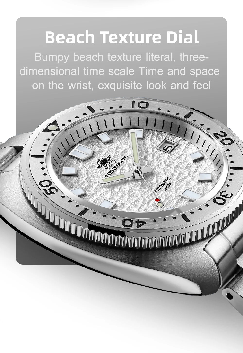 ADDIESDIVE Automatic Mechanical Watch Man Silver Premium Business Casual Waterproof Watch NH35A 316L Stainless Steel Men's Watch