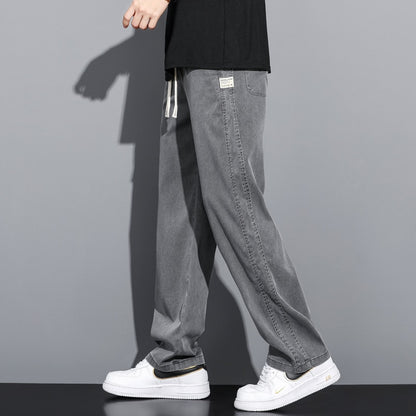 Men's Summer Soft Lyocell Fabric Elastic Waist Thin Loose Straight Pants (3 Colors)