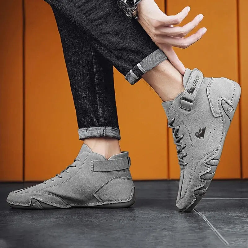 Men's Ankle Boots: Outdoor Light Casual Leather Shoes, Winter Luxury Waterproof Snow Boots - High Top Sneakers, Available in 3 Colors