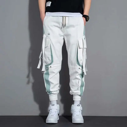 Men's Cargo Pants: Casual Hip Hop, Multiple Pockets, Streetwear Ribbons, Techwear Sweatpants - Collection 2 (15 Colors)