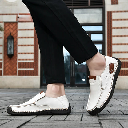 New Handmade Leather Men Shoes Casual Comfortable Men Slip On Leather Loafers Men Flats Hot Sale Moccasins Tooling Shoes Man