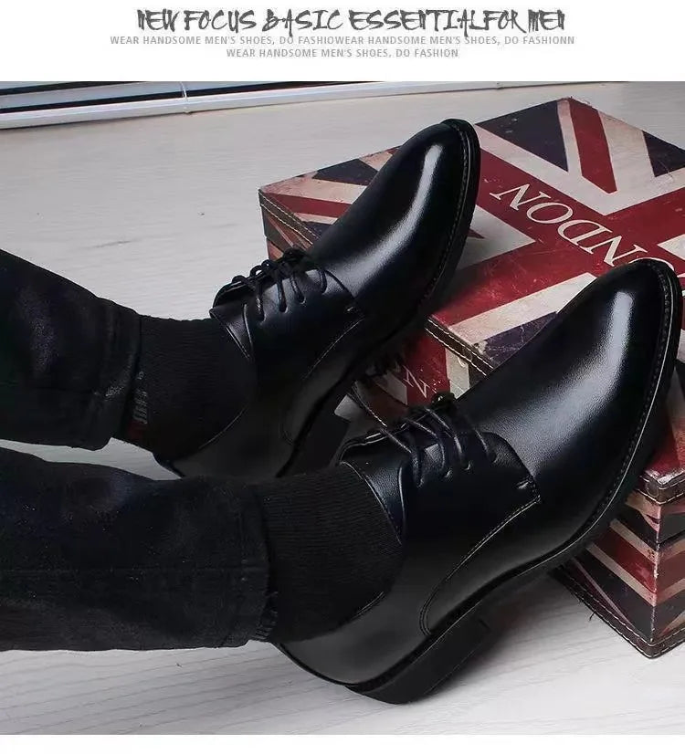 Spring and Autumn British Casual Business Formal Leather Shoes Men Shoes Heightening Single Shoes Shoes Casual Shoes Suit