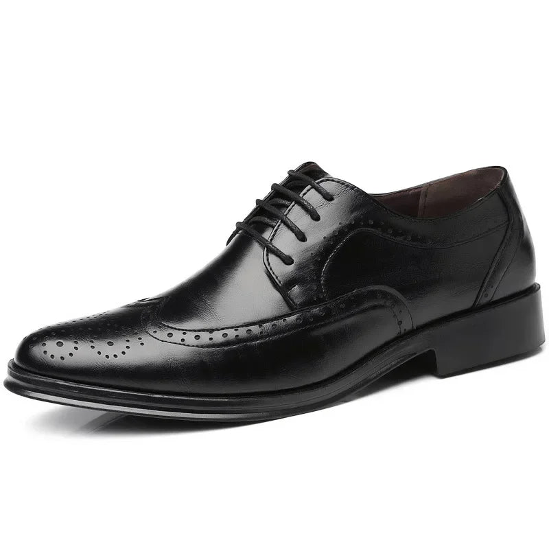 Oxford Shoes Genuine Calfskin Leather Brogue Dress Shoes Classic Business Formal Shoes Man Handcrafted Mens