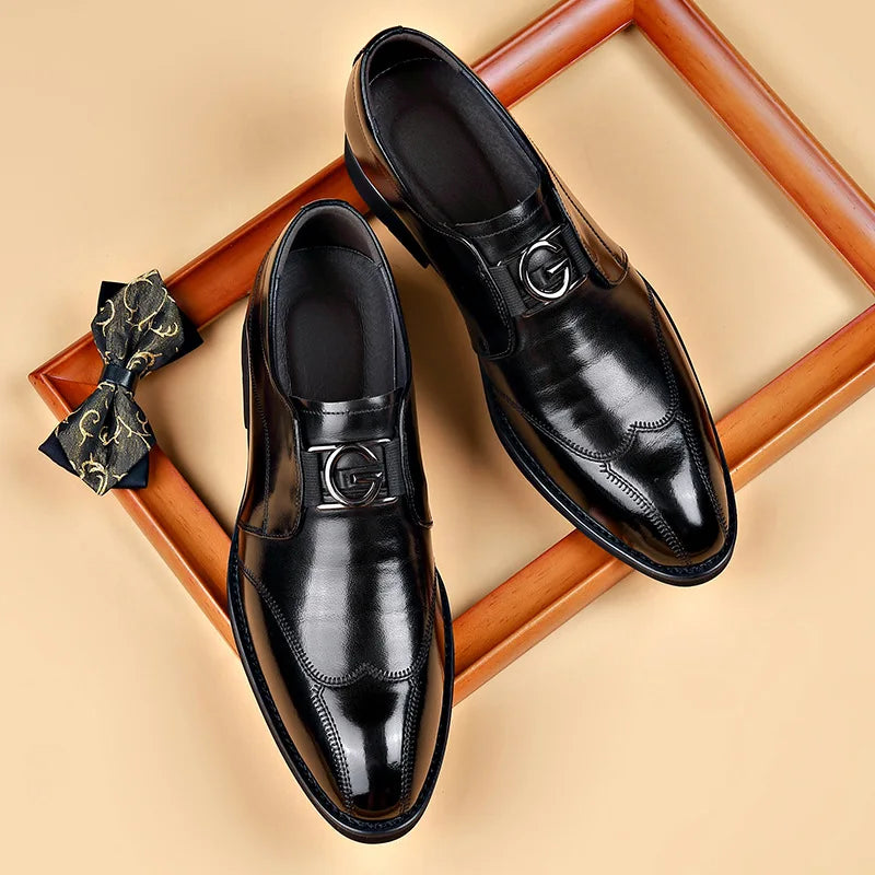 Men Dress Shoes Patent Leather Brogue Shoes for Male Formal Wedding Party Office Shoes Men Oxfords Business Shoes Moccasins Shoe