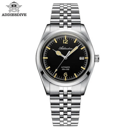 ADDIESDIVE Automatic Mechanical Watch Man Business Leisure Wristwatch NH35 Luxury Silver Luminous Waterproof Watches