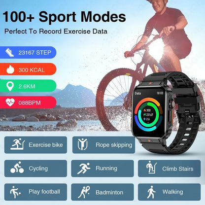 Smartwatch 1.95'' IPS Screen Health Monitoring 340 Big Battery IP68 Waterproof Sport Fitness Android IOS for Men