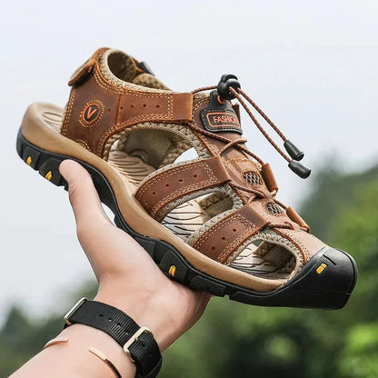 2024 Leather Men Shoes Summer New Large Size Men's Sandals Men Sandals Fashion Sandals Slippers Big Size 38-47 ﻿