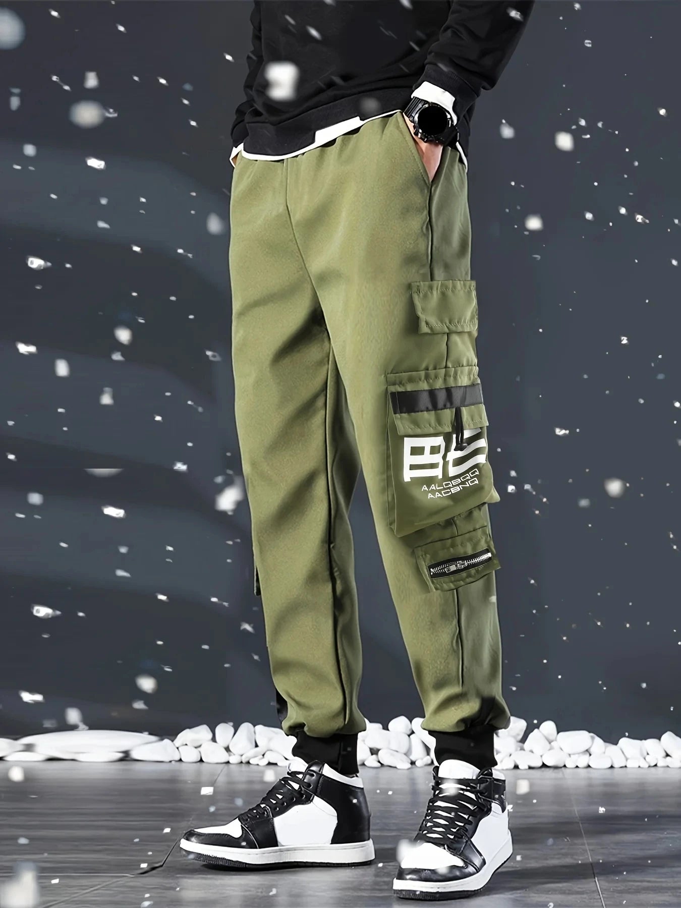 Men's Cargo Pants: Casual Hip Hop, Multiple Pockets, Streetwear Ribbons, Techwear Sweatpants - Collection 2 (15 Colors)