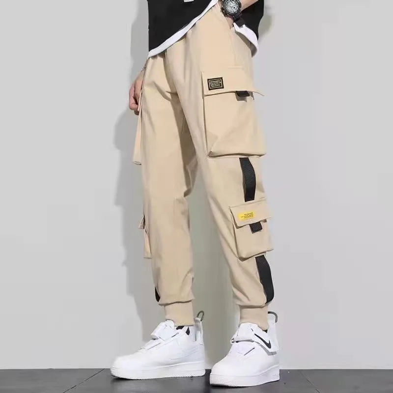 Men's Cargo Pants: Casual Hip Hop, Multiple Pockets, Streetwear Ribbons, Techwear Sweatpants - Collection 2 (15 Colors)