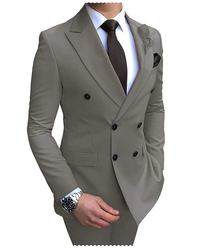 Men's Slim Fit 2 Pieces Double-Breasted Notch Lapel Suit (Blazer+Pants) - Collection 2 (7 Colors)