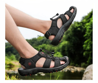 2024 Leather Men Shoes Summer New Large Size Men's Sandals Men Sandals Fashion Sandals Slippers Big Size 38-47 ﻿