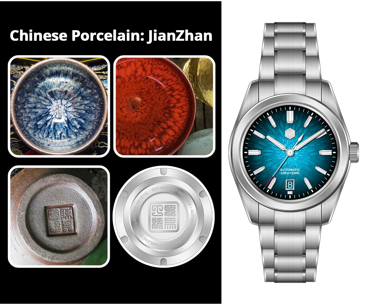 San Martin 39mm SN0144 "JianZhan" Gada Watch Miyota 9015 Original Design Chinese Style Dress Men Automatic Mechanical Watches