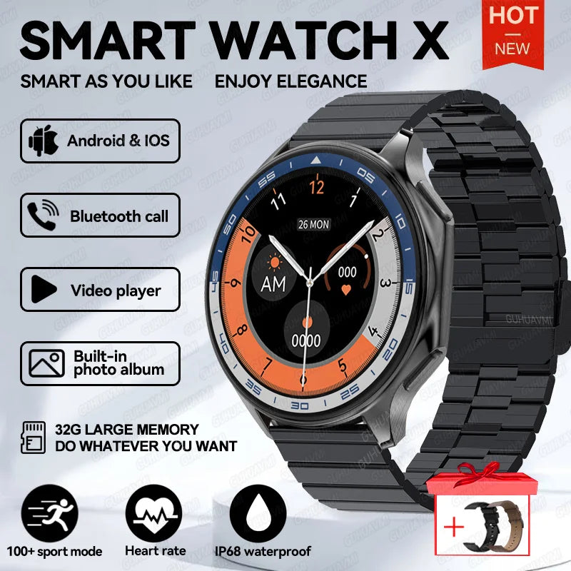 2024 New For OPPO Watch X Smart Watch 4G Memory Music Video Bluetooth Call IP68 Waterproof AMOLED Smartwatch For TWS Earphones ﻿